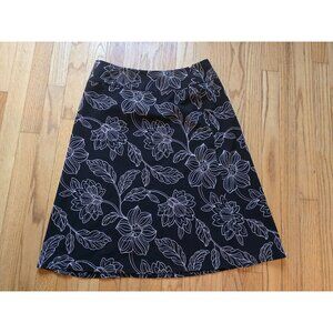 Josephine Chaus Womens Floral Print Skirt Size 6 Black & White Knee-Length